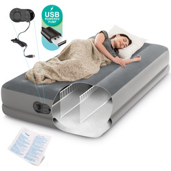 Materac welurowy dmuchany z wbudowaną pompką USB 99 x 191 x 30 cm INTEX 64112