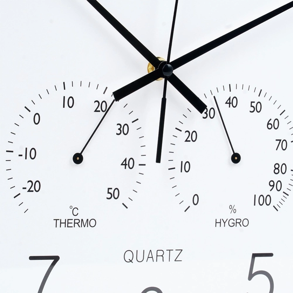 Zegar ścienny z termometrem i higrometrem biały złoty 38 cm