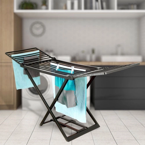 Suszarka na pranie czarna rozkładana XXL 200 cm