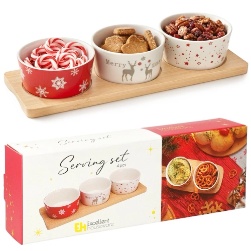 Miseczki na przekąski porcelanowe na tacy 4 el.