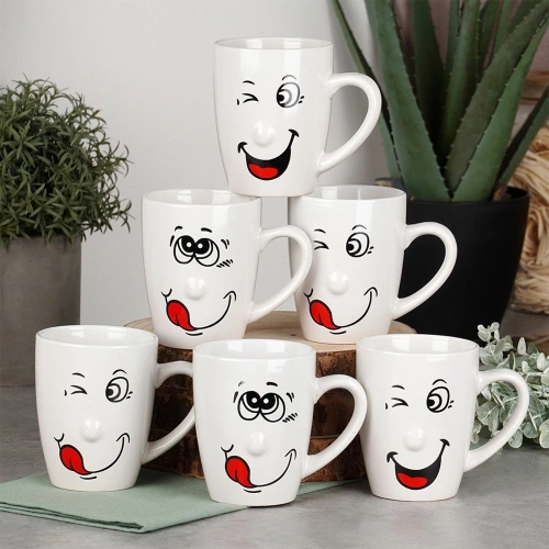 Kubki ceramiczne buźki 350 ml 6 szt.