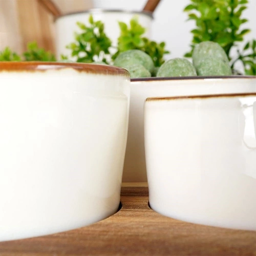 Miseczki na przekąski ceramiczne na tacy 20 cm 3 szt.