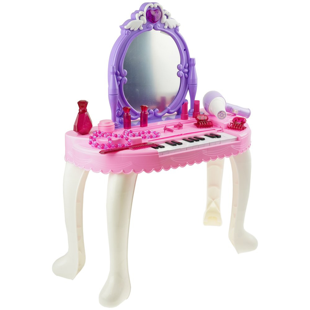 Toaletka róż dla dziewczynki z pianinem lustrem pianino akcesoria
