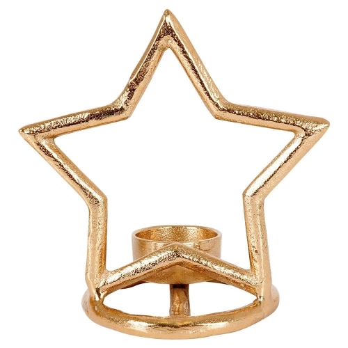 Świecznik aluminiowy złoty gwiazda 15,5 cm