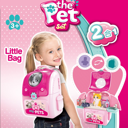 Salon piękności dla pupila, plecak z pieskiem