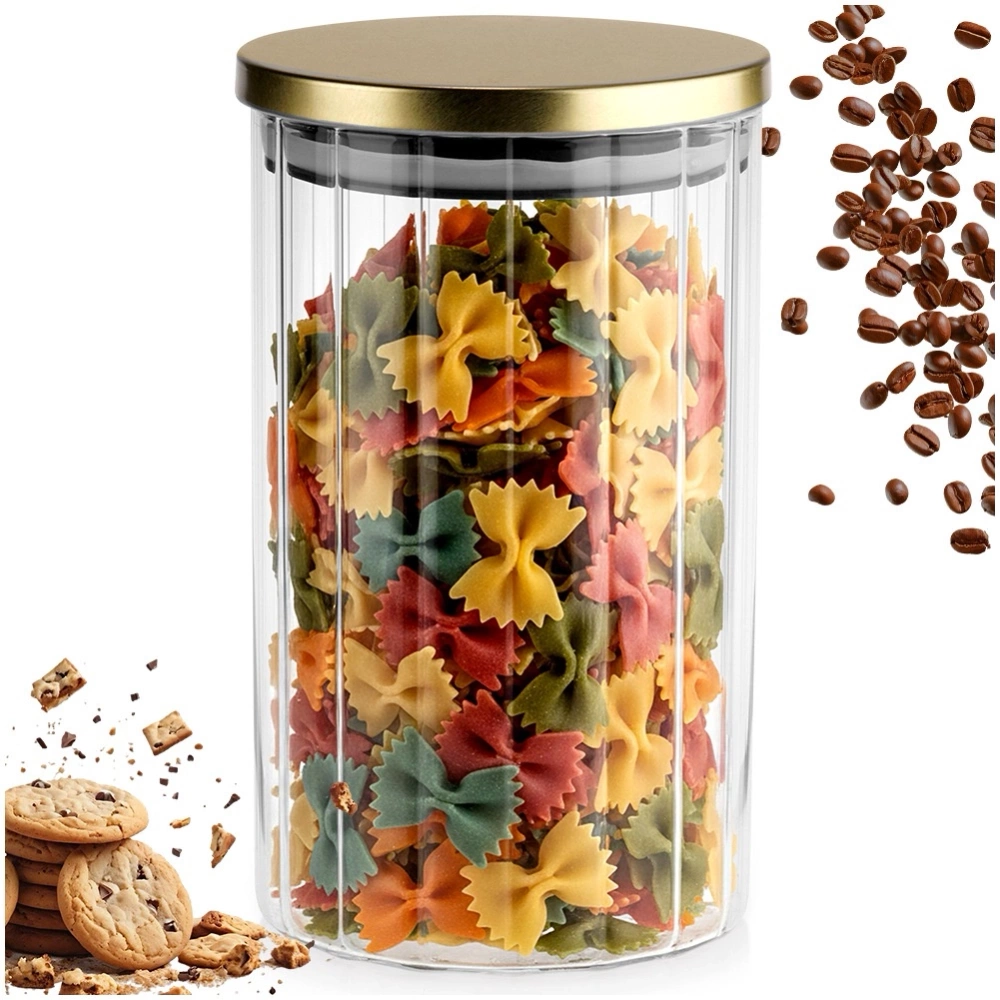 Pojemnik na produkty sypkie szklany z pokrywką i uszczelką 1 l