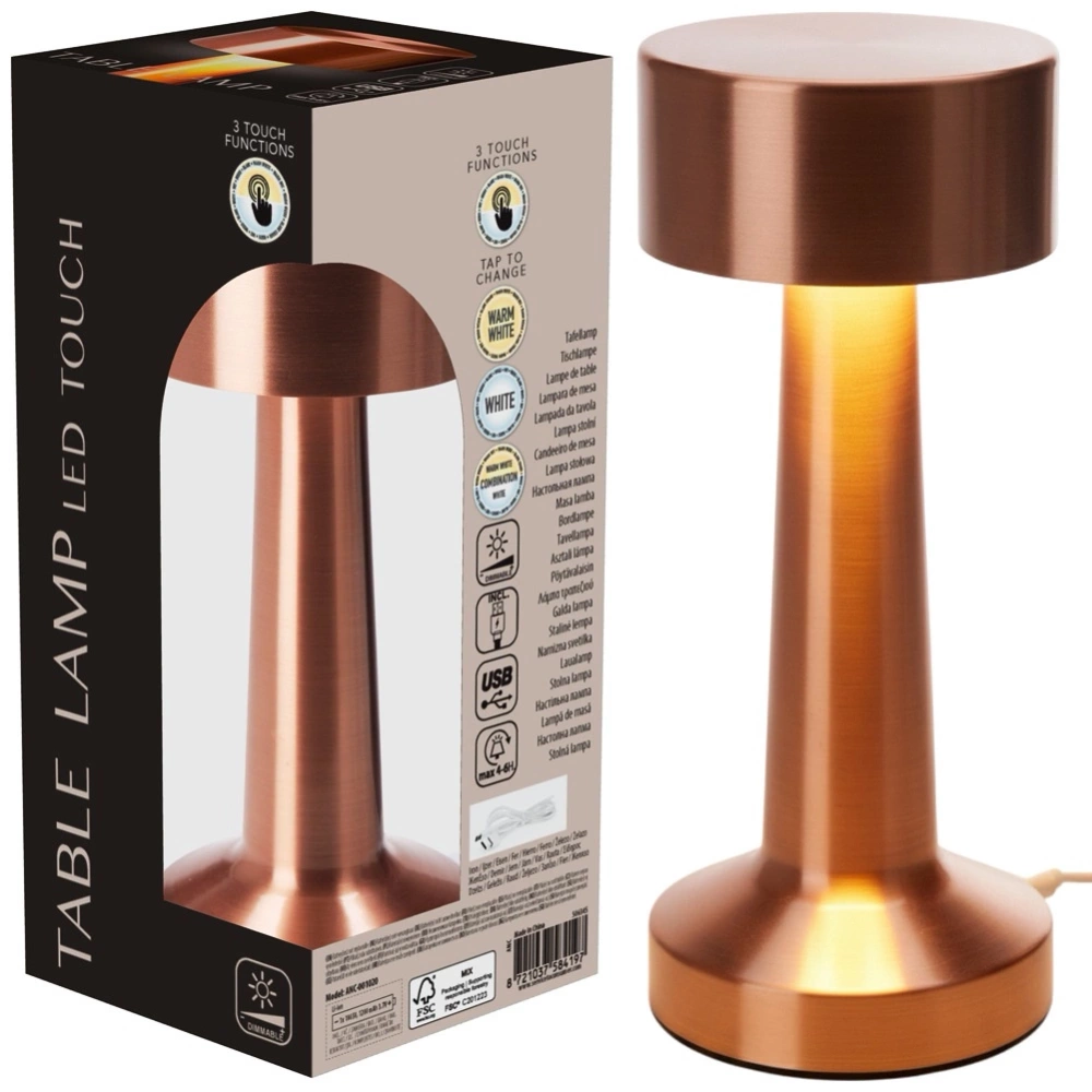 Lampka stołowa miedziana 21 LED 21 cm