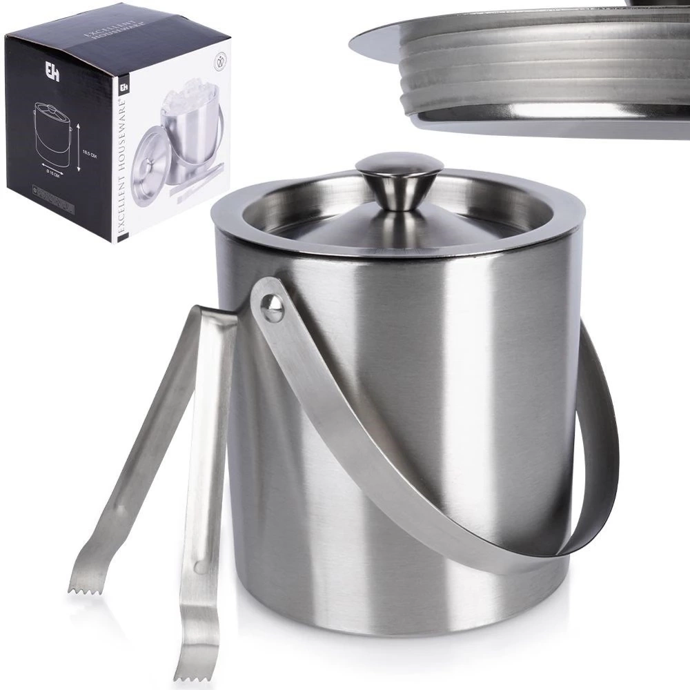 Wiaderko do lodu stalowe termiczne ze szczypcami