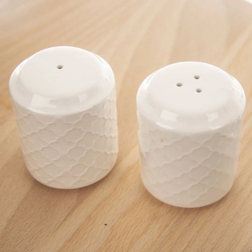 Solniczka i pieprzniczka porcelanowa ze stojakiem WHITELINE 3 el.