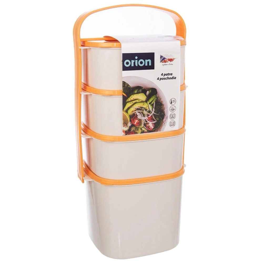 Menażka obiadowa plastikowa 4-poziomowa 2l, 3x1,15 l