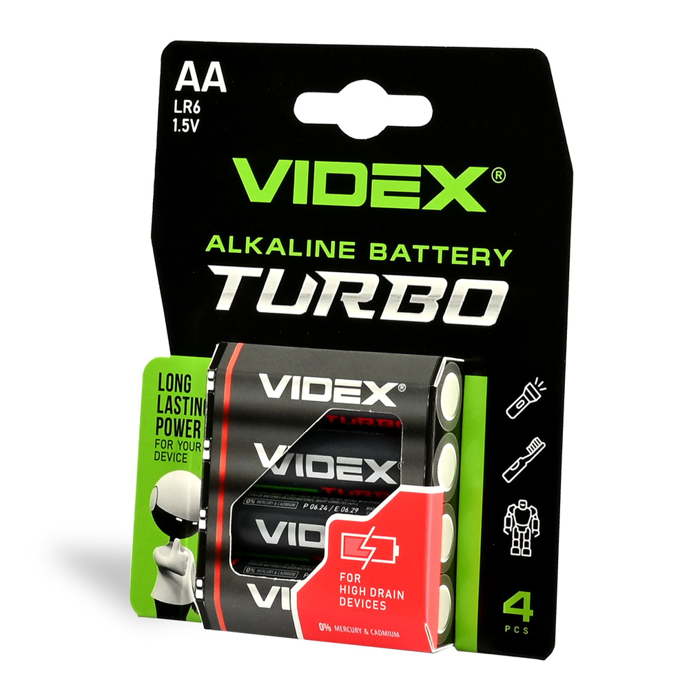 Bateria alkaliczna Turbo VIDEX LR6T/AA 4 szt. Blister