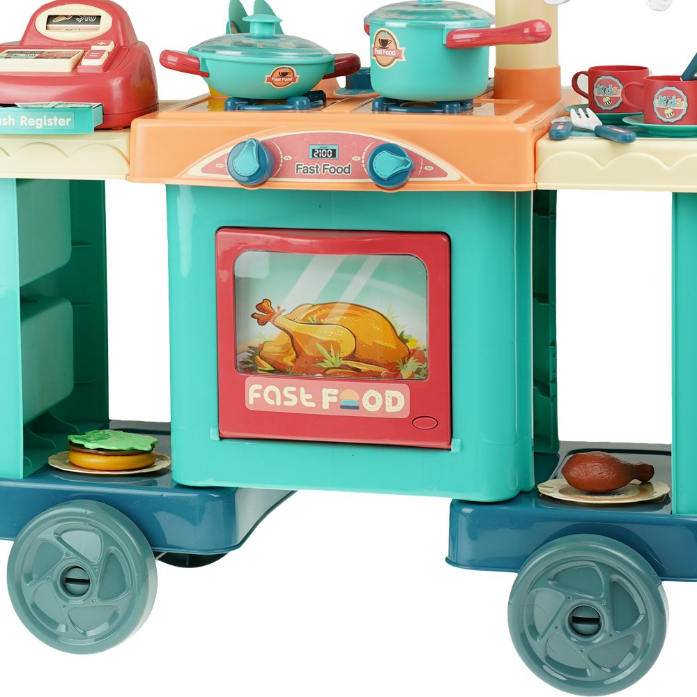 Duża kuchnia na kółkach kasa Fast Food+ Akcesoria dla dzieci