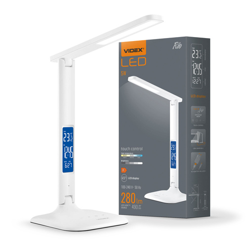 Lampa biurkowa LED ściemnialna VIDEX-LAMPA-BIURKOWA-RIO-BIAŁA