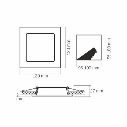 Panel Videx LED Oprawa Podtynkowa Wpuszczana 6W 620lm 4000K Neutralna Biała