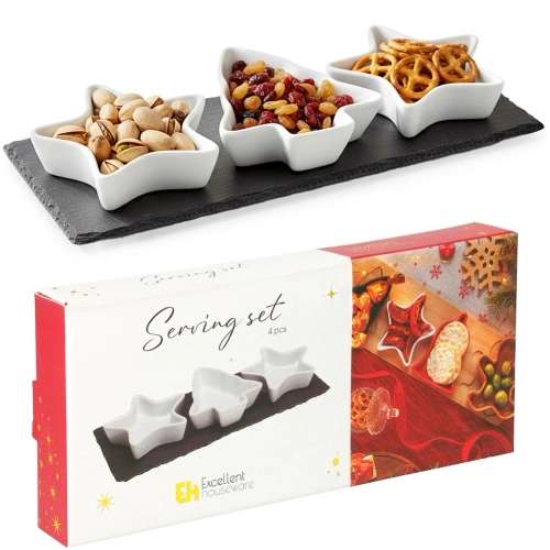 Miseczki na przekąski porcelanowe na tacy 4 el.