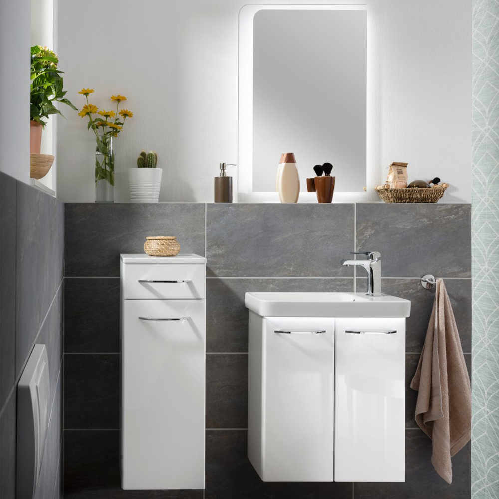 Dwudrzwiowa szafka z umywalką ceramiczną biały Milano Fackelmann