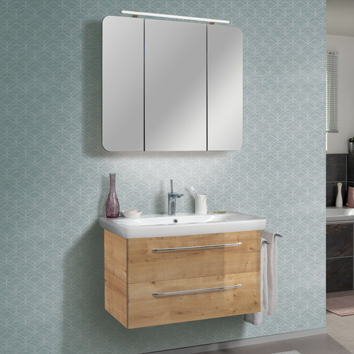 Szafka lustrzana 3D LED 89,9 cm z kolekcji Milano sękaty dąb Fackelmann 84272