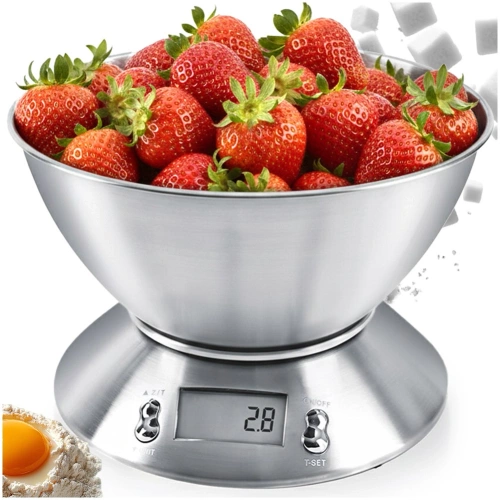 Waga kuchenna stalowa z misą elektroniczna 5 kg, 2,2 l
