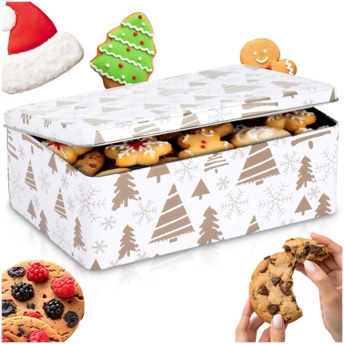 Pojemnik na ciastka metalowy puszka świąteczna 20x13x7 cm