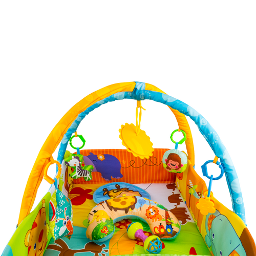 Mata edukacyjna kojec 2w1 + Zabawki + Zagłówek