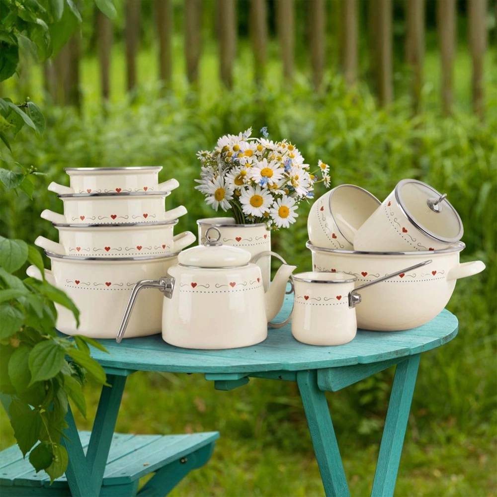 Miska emaliowana z uchwytami kremowa TONCA 33 cm, 5 l