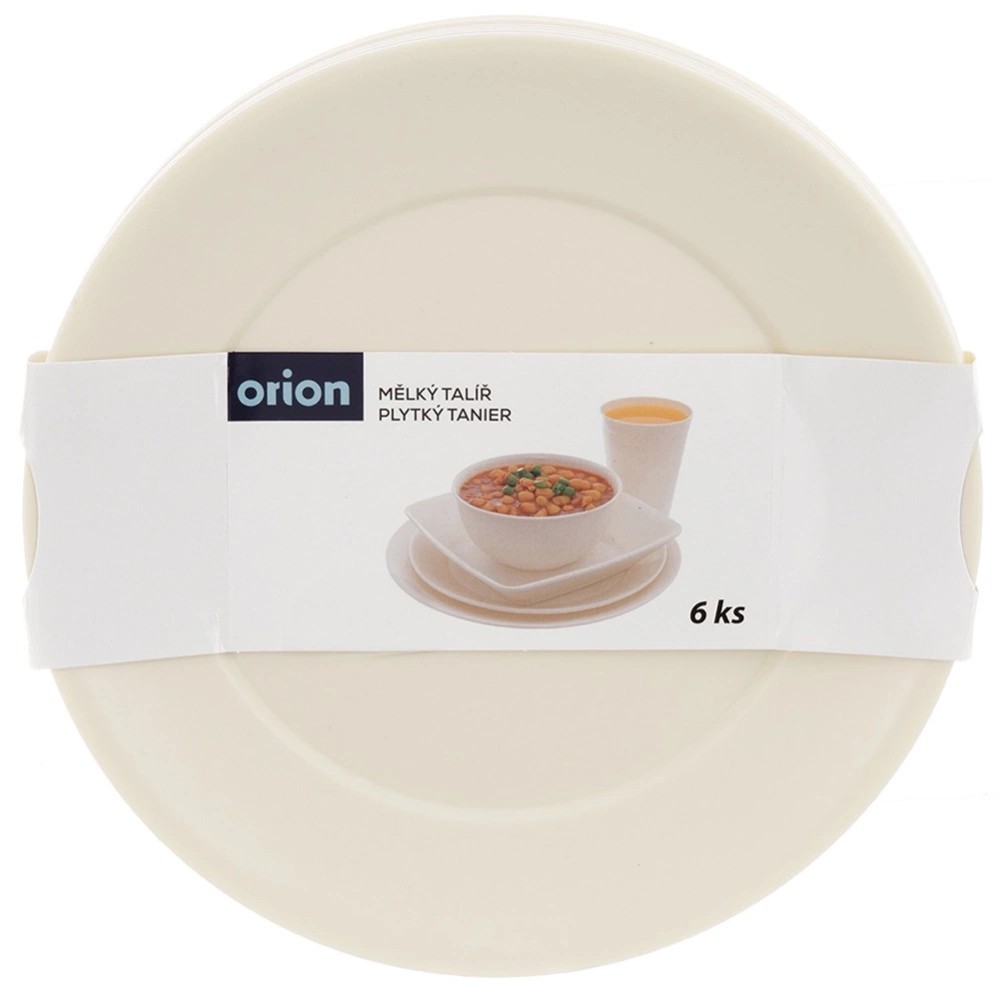 Talerze obiadowe płytkie plastikowe kremowe SANDY 23,5 cm 6 szt.