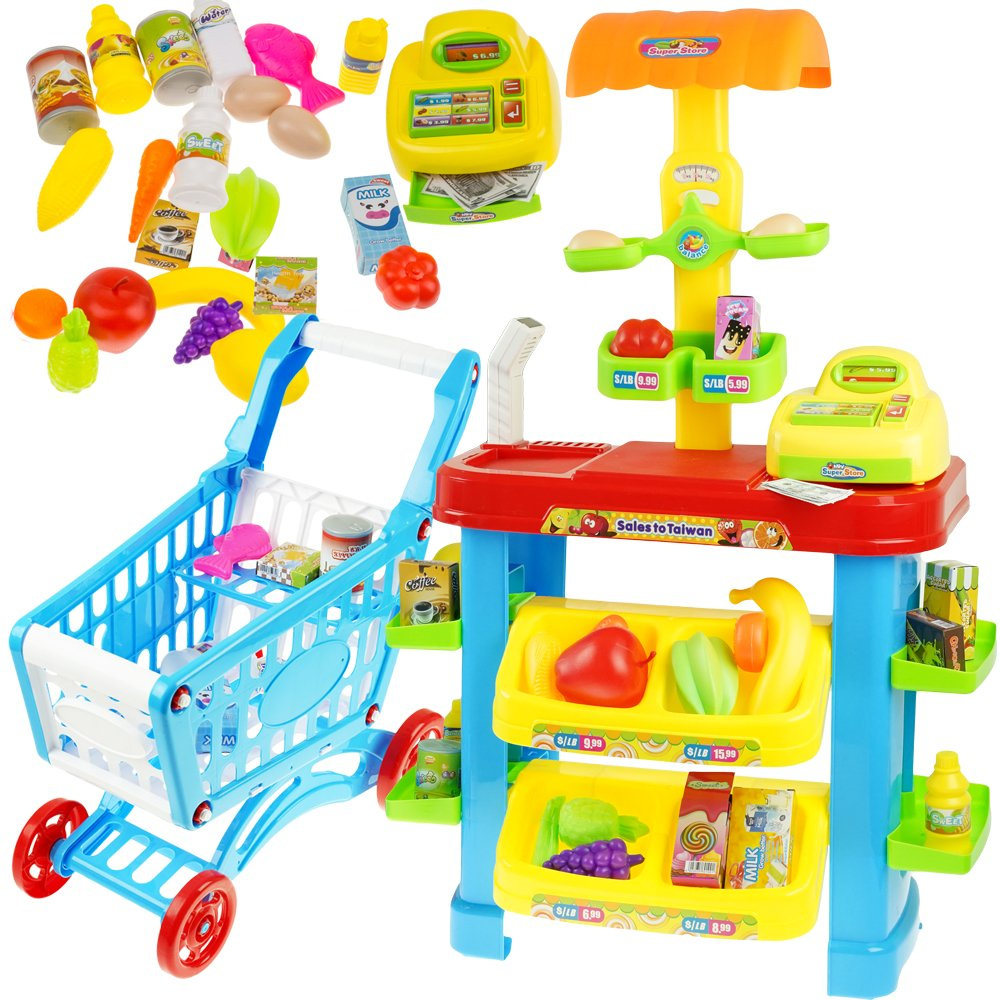 Supermarket Sklep z kasą Wózek Zakupy akcesoria skaner OUTLET