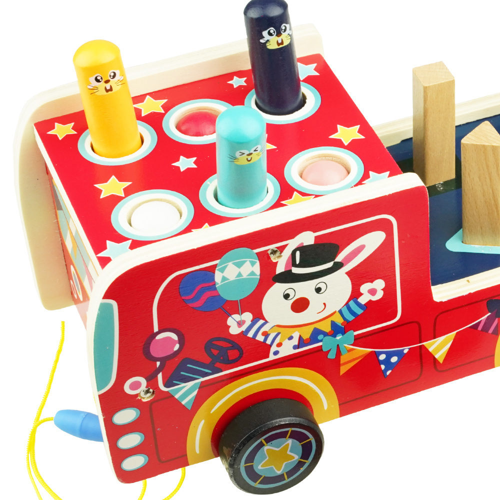 Drewniane autko Kostka Sorter klocki przebijanka