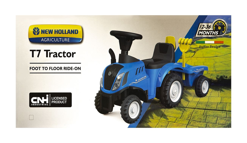 Jeździk odpychacz traktor z przyczepką i funkcjami dźwiękowymi oraz świetlnymi