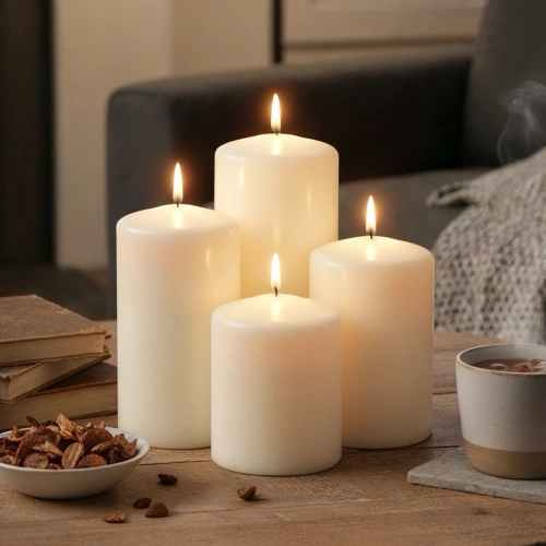 Świece bryłowe białe bezzapachowe 4 szt.