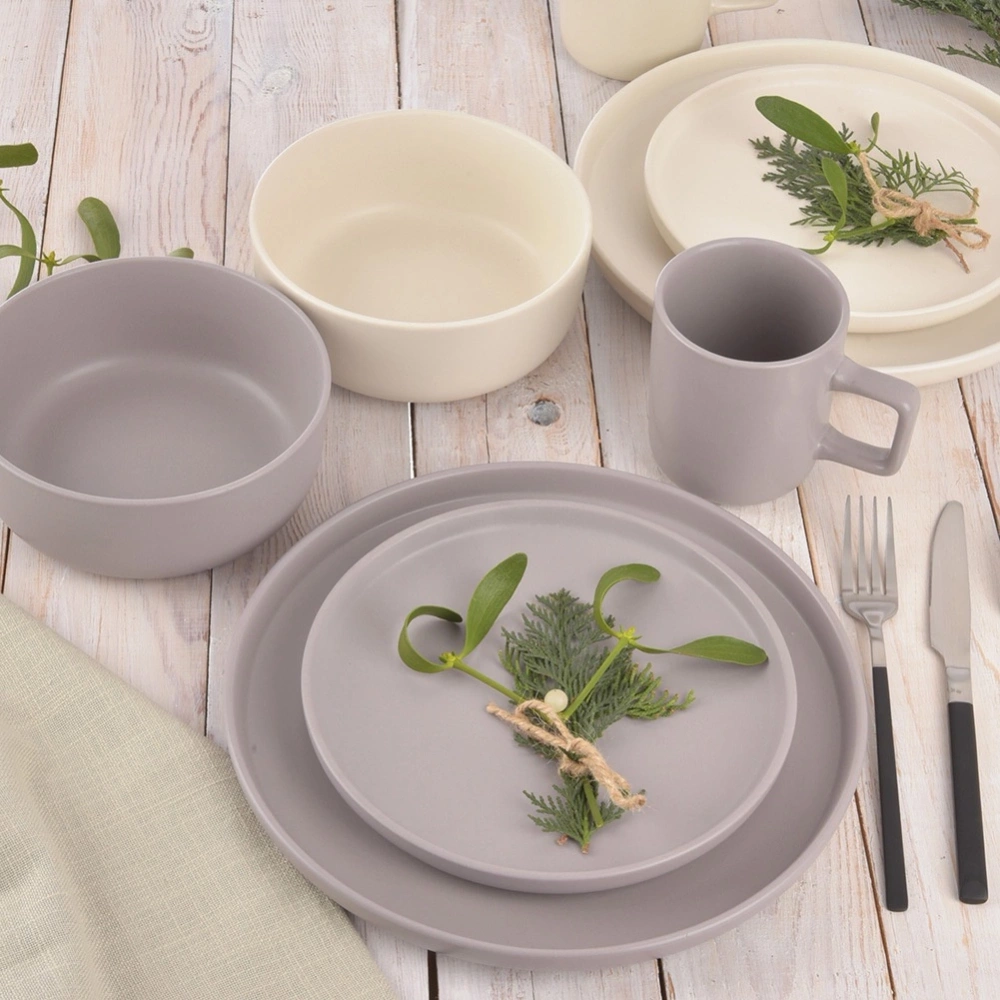 Talerz obiadowy płytki ceramiczny szary SKANDI 26,5 cm