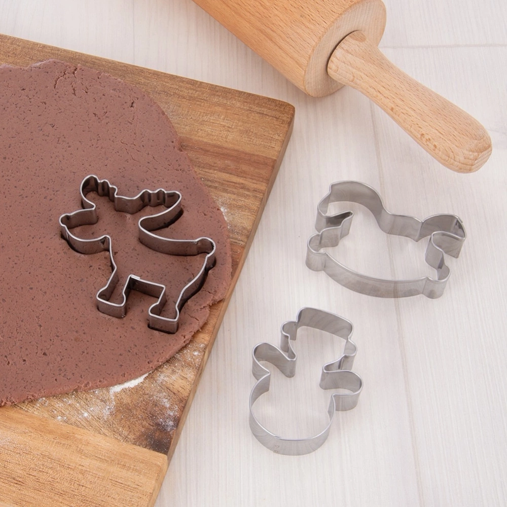 Wykrawacze do ciastek stalowe bałwan konik na biegunach renifer 3 szt.