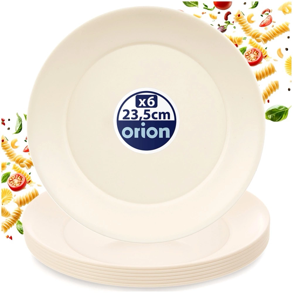 Talerze obiadowe płytkie plastikowe kremowe SANDY 23,5cm 6 szt.