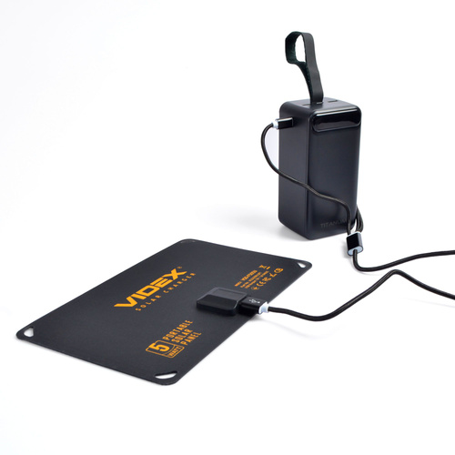 Ładowarka solarna przenośna VIDEX 5W lekka IP68 + kabel USB Type-C 1 m