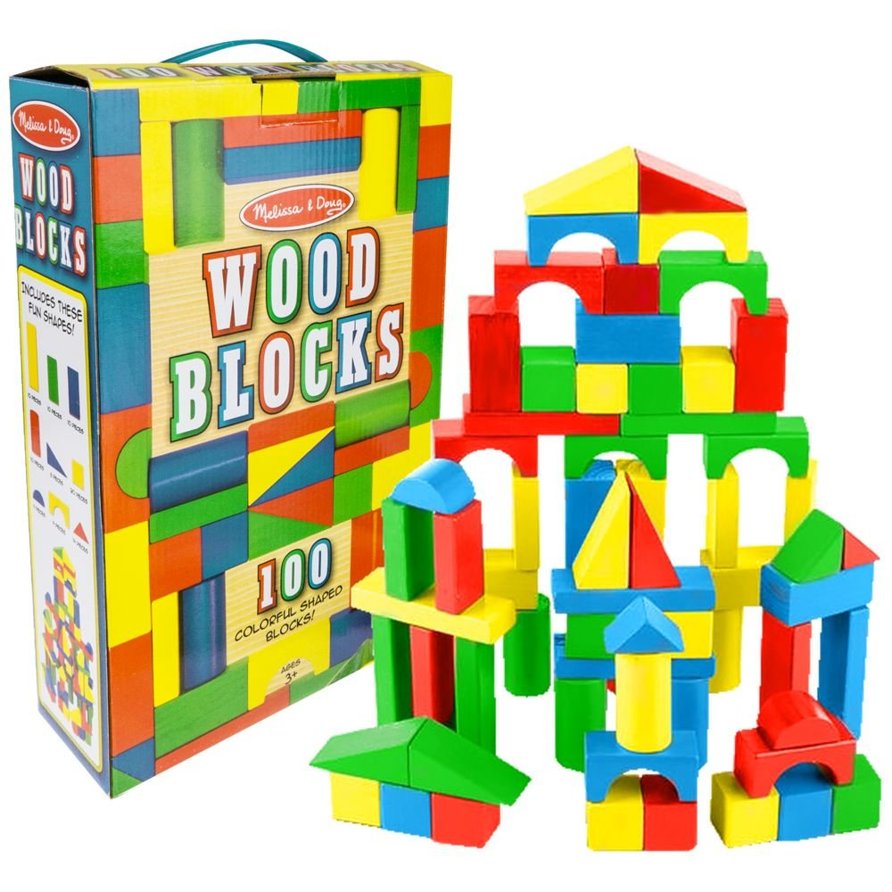 Duże drewniane klocki zestaw 100 sztuk