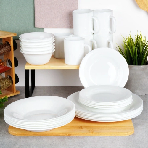 Talerze deserowe szklane białe 18 cm 6 szt.