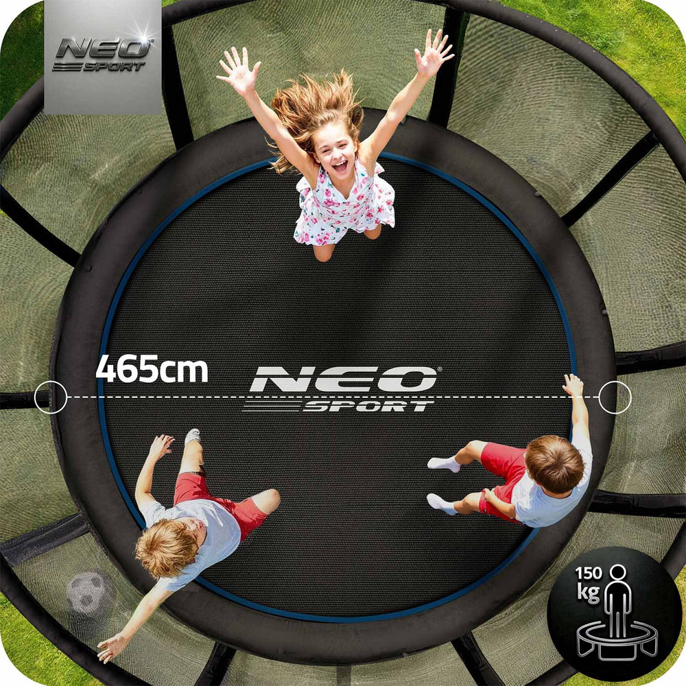 Trampolina ogrodowa 15ft/465cm z siatką zewnętrzną i drabinką Neo-Sport
