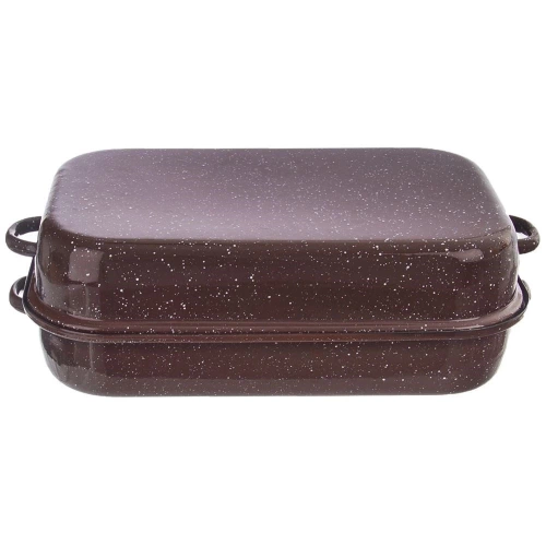 Brytfanna emaliowana z pokrywką prostokątna BROWN 14 l, 46x27,5 cm