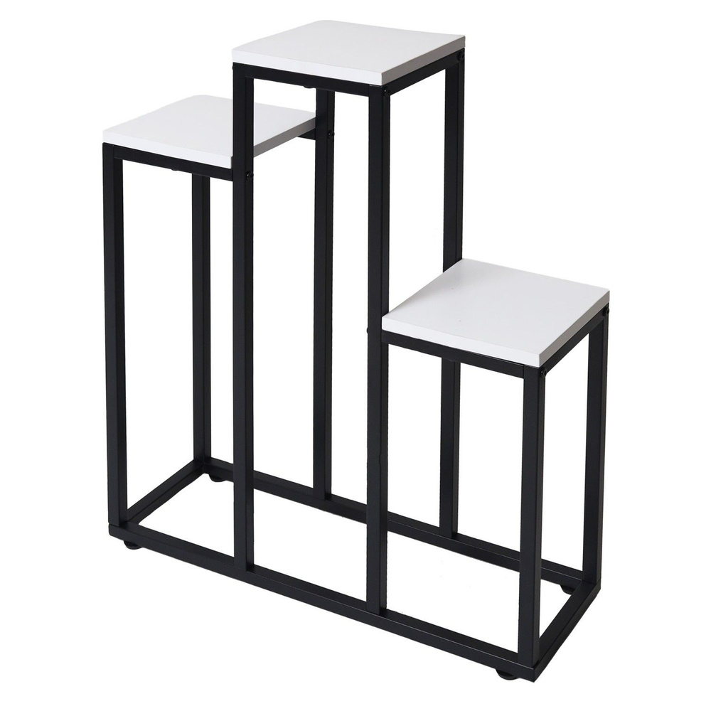 Kwietnik stojący metalowy piętrowy stojak na 3 kwiaty regał półki biały