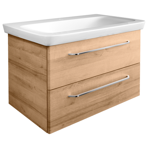 Szafka 80 cm sękaty dąb z umywalką ceramiczną Milano Fackelmann
