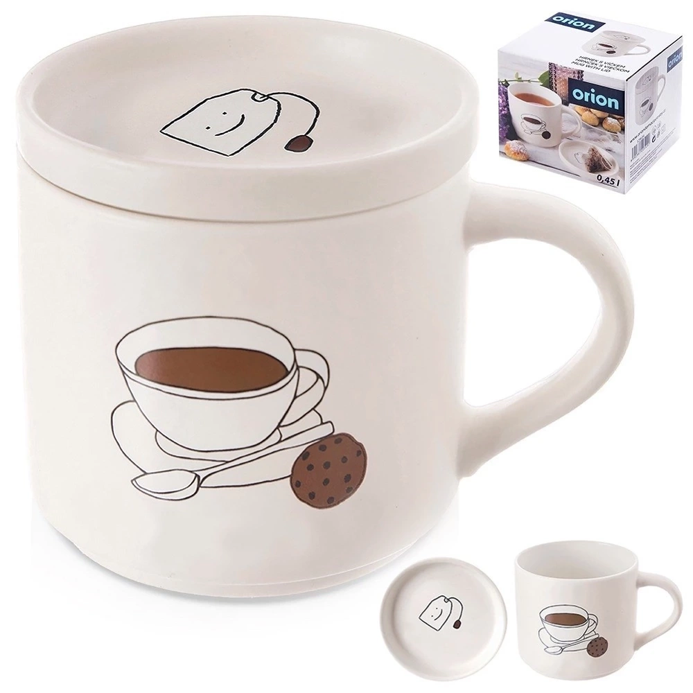 Kubek z pokrywką porcelanowy 420 ml