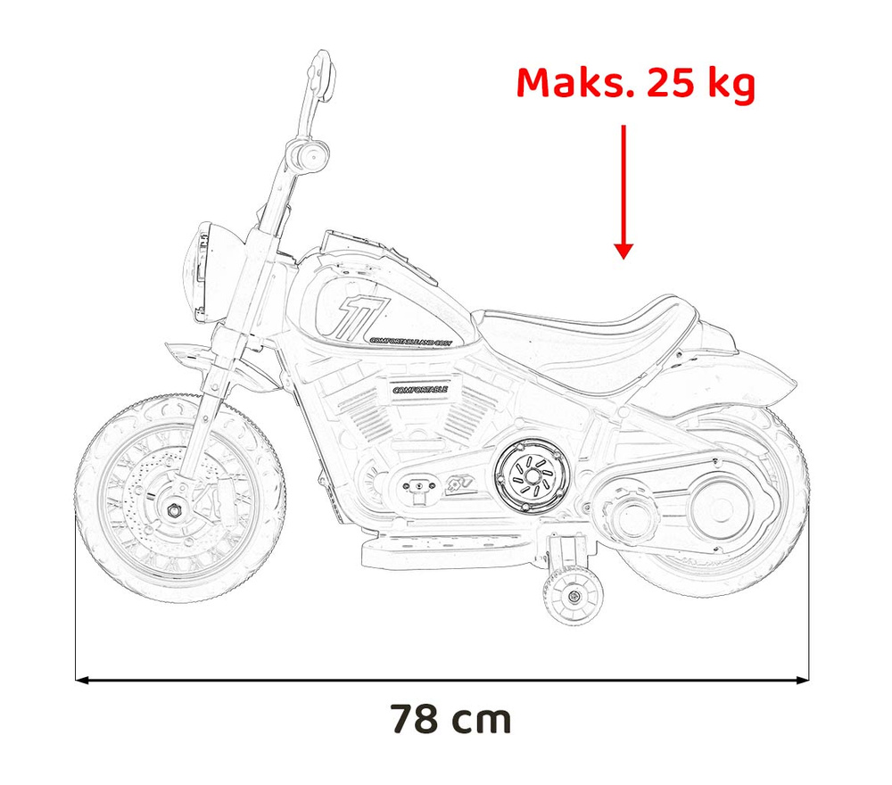 Motorek Chopper FASTER na akumulator dla dzieci Niebieski + Radio FM + Panel audio + LED