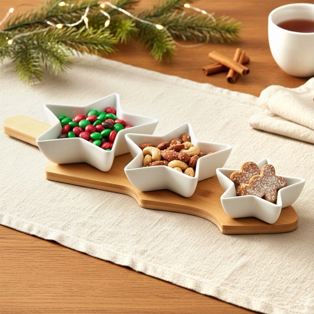 Miseczki na przekąski porcelanowe na tacy 4 el.