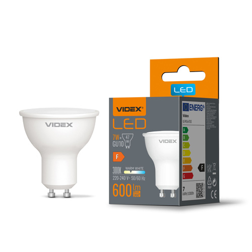 Żarówka LED GU10 MR16 7W = 47W 600lm 3000K Ciepła Biel 120° Videx