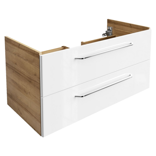 Szafka 100 cm z umywalką ceramiczną sękaty dąb + biały Milano Fackelmann