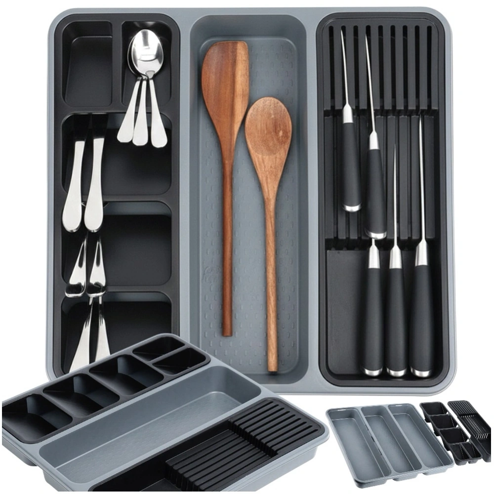 Wkład na sztućce do szuflady szary 40x40 cm