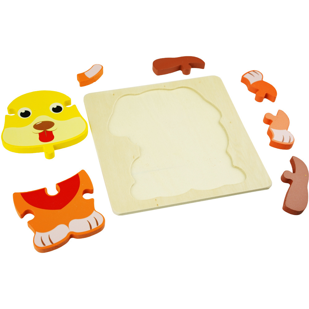 Drewniana kolorowa układanka puzzle Piesek