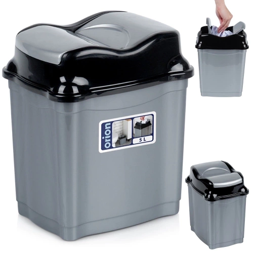 Kosz na śmieci plastikowy szary 5 l