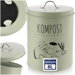Kompostownik kuchenny z filtrem węglowym metalowy zielony GREENISH 8 l