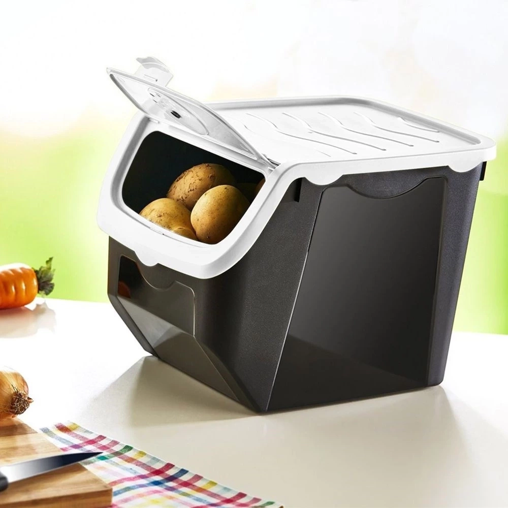 Pojemnik na warzywa i owoce z pokrywą biały 12 l